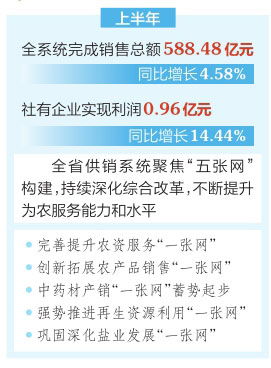 上半年 山西省供销系统完成销售总额588.48亿元